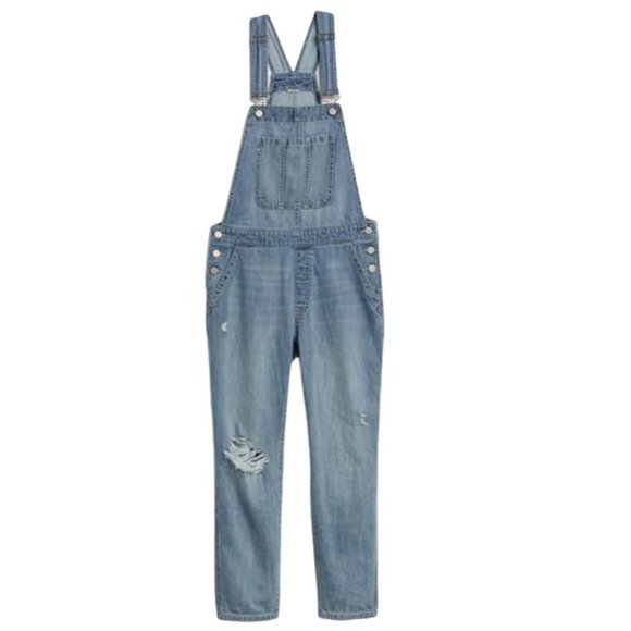 NWT Gap Distressed Denim Overalls sz XS - Picture 2 of 2